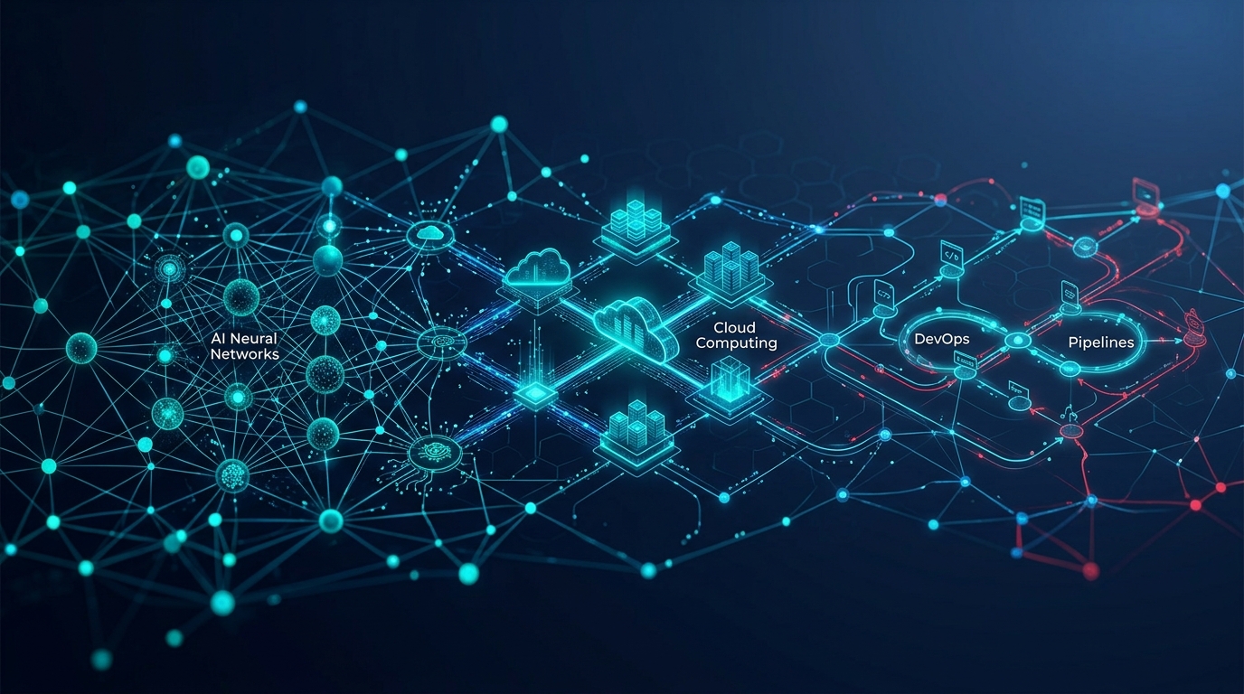 AI neural network representing cloud, DevOps and AI services